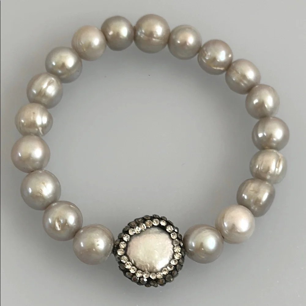 Vintage Freshwater Pearl Bracelet with Silver Accents